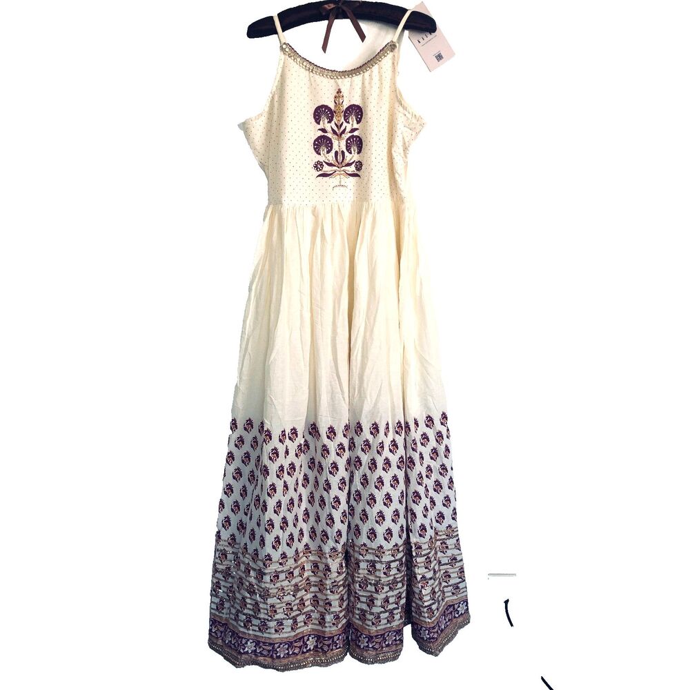 Kalki Angrakha Kurta Dress Indian Cotton Boho Size M - NWT